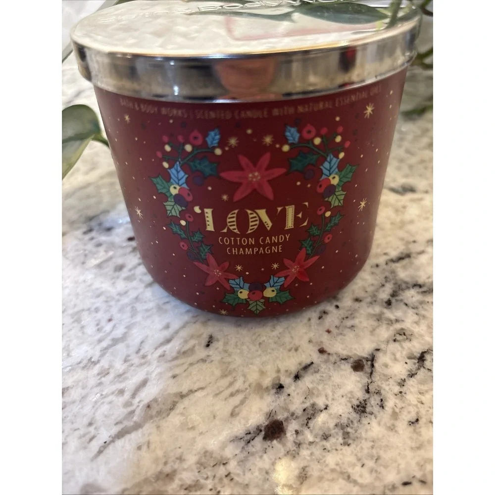 NEW 1 BATH & BODY WORKS COTTON CANDY CHAMPAGNE LARGE SCENTED‎ 3-WICK 14.5 CANDLE - Picture 6 of 11